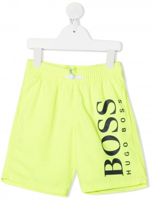 Плавки-шорты с логотипом BOSS Kidswear. Цвет: желтый