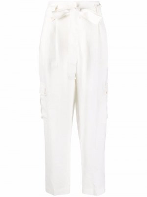 Tie-waist tapered trousers TWINSET. Цвет: белый