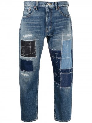 Прямые джинсы в технике пэчворк Junya Watanabe MAN. Цвет: синий