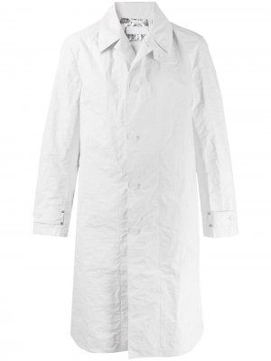 Пальто с капюшоном и жатым эффектом Helmut Lang. Цвет: белый