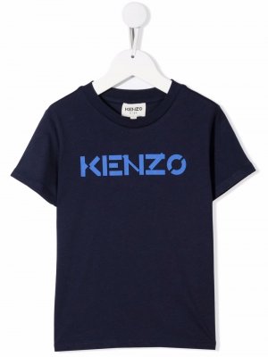 Футболка с логотипом Kenzo Kids. Цвет: синий