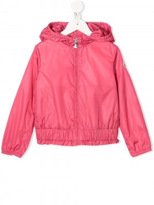 Непромокаемая куртка с капюшоном Moncler Enfant. Цвет: розовый