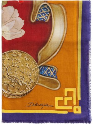 Шарф с принтом Silk Road Dolce & Gabbana. Цвет: оранжевый