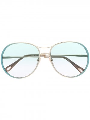 Солнцезащитные очки-авиаторы с градиентными линзами Chloé Eyewear. Цвет: серебристый