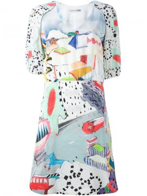 Платье с рисунком и рукавами-баллон Tsumori Chisato. Цвет: многоцветный