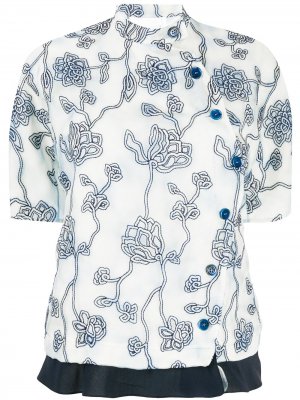 Блузка из органзы с вышивкой Chloé. Цвет: серый