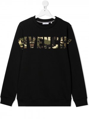 Толстовка с вышитым камуфляжным логотипом Givenchy Kids. Цвет: черный