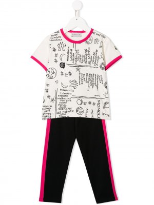 Комплект из футболки и спортивных брюк Moncler Enfant. Цвет: белый