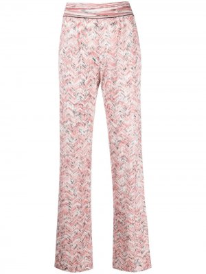 Расклешенные брюки с узором зигзаг Missoni. Цвет: розовый