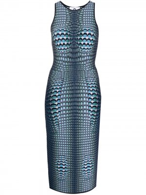 Жаккардовое платье Marine Serre. Цвет: синий