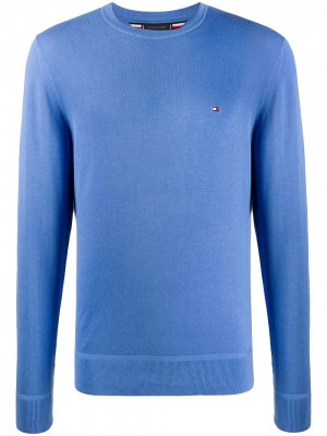 Пуловер с вышитым логотипом Tommy Hilfiger. Цвет: синий