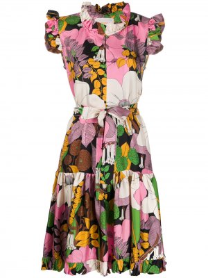Платье-рубашка с цветочным принтом La Doublej. Цвет: розовый