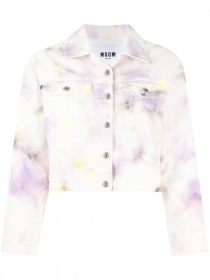 Джинсовая куртка с узором MSGM. Цвет: белый