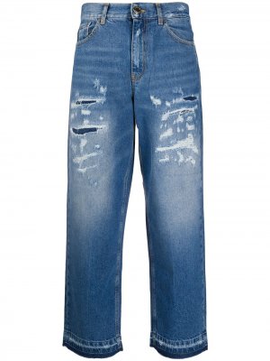 Укороченные джинсы Madness с эффектом потертости Pinko. Цвет: синий
