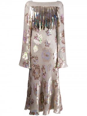 Расклешенное платье Tomala с пайетками Talbot Runhof. Цвет: нейтральные цвета