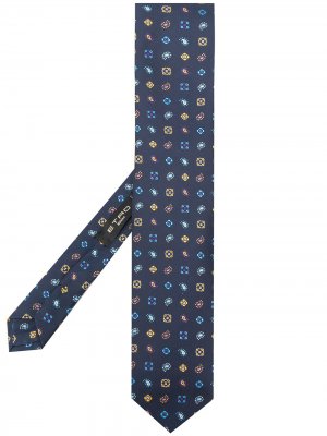 Жаккардовый галстук с геометричным узором Etro. Цвет: синий