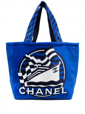 Пляжная сумка-тоут La pausa Chanel Pre-Owned. Цвет: синий