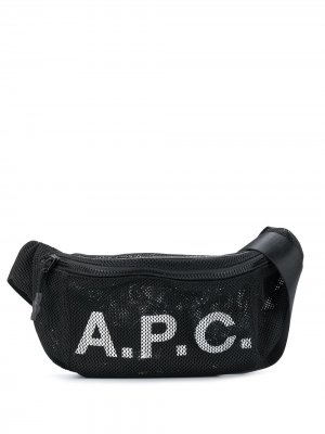 Поясная сумка с логотипом A.P.C.. Цвет: черный