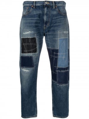 Укороченные джинсы в технике пэчворк Junya Watanabe. Цвет: синий