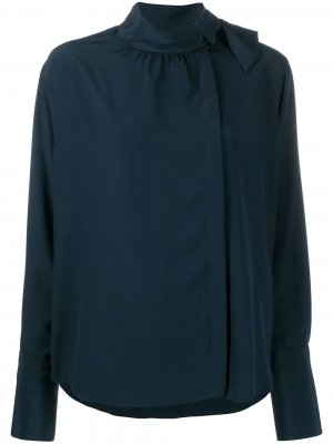Блузка с воротником-платком Fendi. Цвет: синий