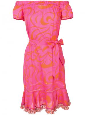 Платье с поясом Trina Turk. Цвет: розовый и фиолетовый