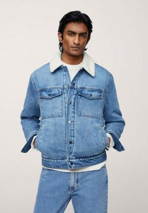 Куртка джинсовая Mango Man. Цвет: синий