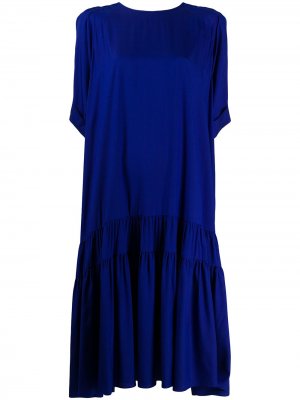 Платье-трапеция с короткими рукавами Rochas. Цвет: синий