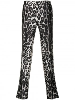 Прямые брюки с леопардовым принтом Dolce & Gabbana. Цвет: черный