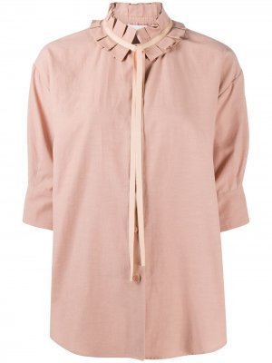 Рубашка с плиссированным воротником See by Chloé. Цвет: коричневый