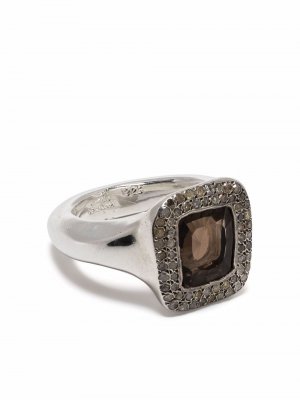 Серебряное кольцо с бриллиантами и камнем Rosa Maria. Цвет: серебристый