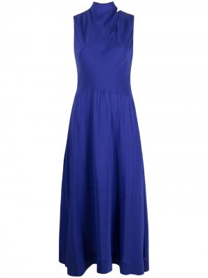 Платье миди со сборками Victoria Beckham. Цвет: синий