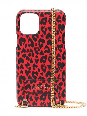 Чехол для iPhone 11 Pro с леопардовым принтом Saint Laurent. Цвет: красный