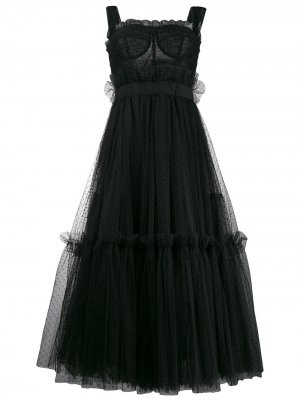 Ярусное платье миди Dolce & Gabbana. Цвет: черный