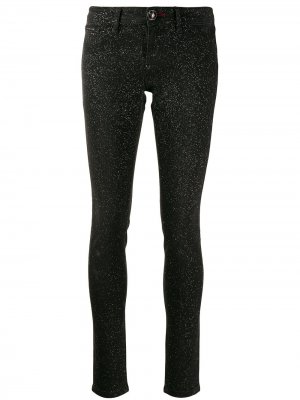 Блестящие джинсы скинни Philipp Plein. Цвет: черный