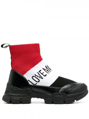 Ботинки в стиле колор-блок Love Moschino. Цвет: черный