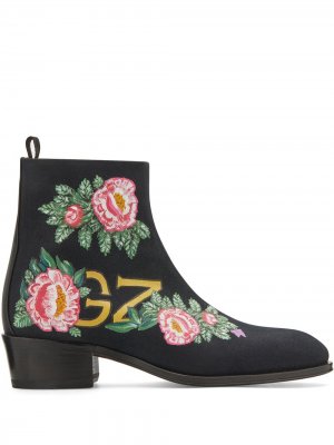 Ботинки с цветочным принтом Giuseppe Zanotti. Цвет: черный