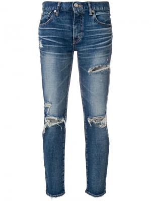 Рваные облегающие джинсы Moussy Vintage. Цвет: синий