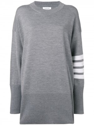 Пуловер оверсайз с полосками 4-Bar Thom Browne. Цвет: серый