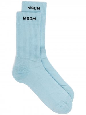 Трикотажные носки с логотипом MSGM. Цвет: синий