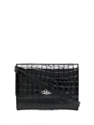 Клатч с тиснением под кожу крокодила и логотипом Vivienne Westwood. Цвет: черный