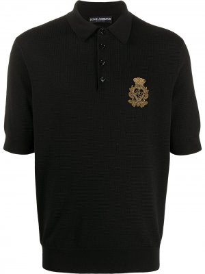 Трикотажная рубашка поло с логотипом Dolce & Gabbana. Цвет: черный