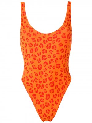 Слитный купальник с леопардовым принтом Amir Slama. Цвет: оранжевый