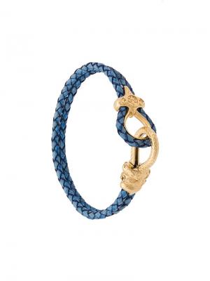 Браслет-шнурок с застежкой-карабином Nialaya Jewelry. Цвет: синий