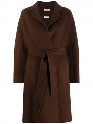 Пальто миди с поясом P.A.R.O.S.H.. Цвет: коричневый