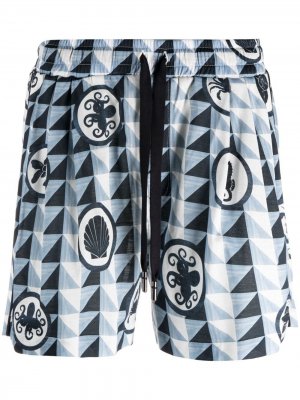 Спортивные шорты с геометричным принтом Dolce & Gabbana. Цвет: синий
