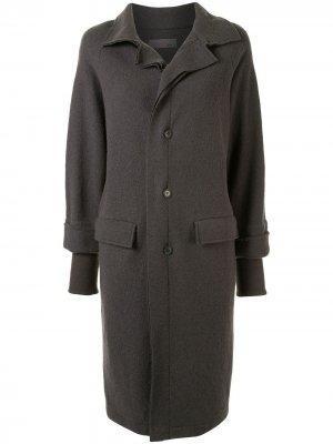 Двухслойное пальто средней длины Yohji Yamamoto Pre-Owned. Цвет: серый