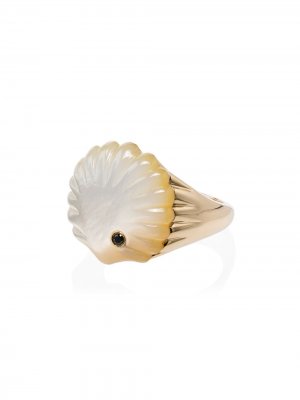 Золотое кольцо с жемчугом и бриллиантом Yvonne Léon. Цвет: желтый/белый