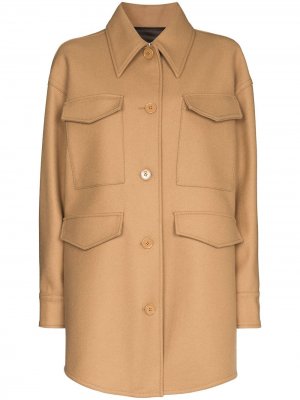 Длинное пальто оверсайз MM6 Maison Margiela. Цвет: коричневый