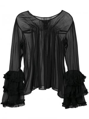 Прозрачная блузка с оборками Thomas Wylde. Цвет: чёрный