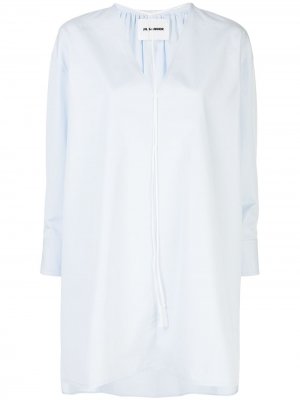 Блузка с завязками на воротнике Jil Sander. Цвет: синий